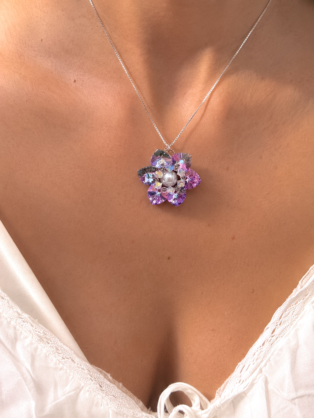 Collana fiore cuori Swarovski