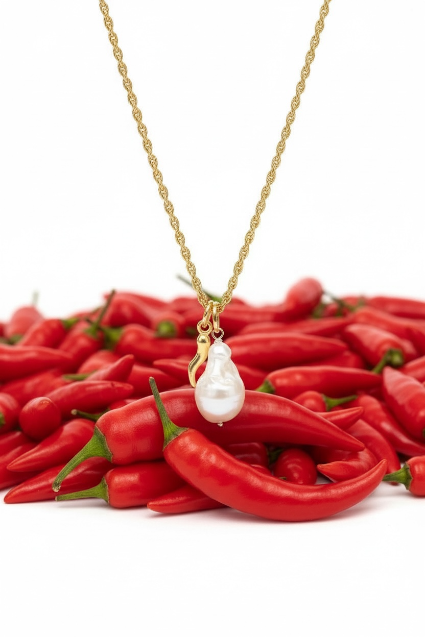 Collana perla barocca e cornetto